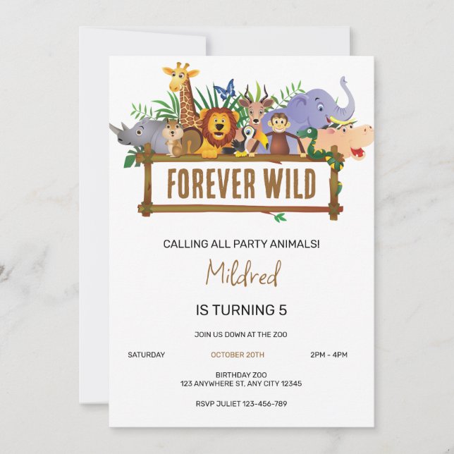 Forever Wild Birthday Invitation (Front)