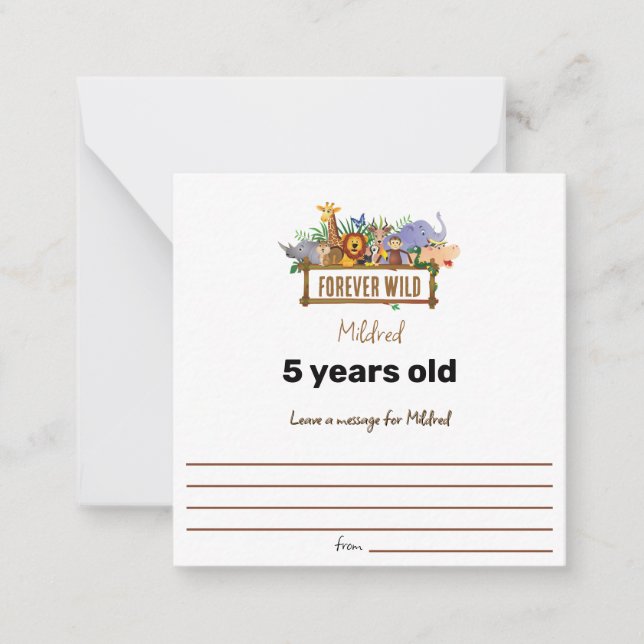 Forever Wild Birthday Wishes Note Card (Front)