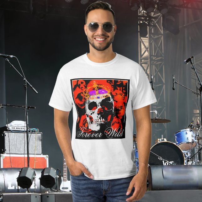 Forever Wild Gothic Skull Red Roses T-Shirt (Creator Uploaded)