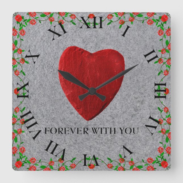 Forever with you square wall clock (Front)