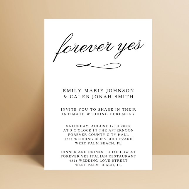 Forever Yes Romantic Intimate Courthouse Wedding  Invitation (Creator Uploaded)