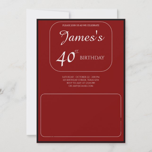 "Forever Young" 40th Birthday Invitation for James (Front)
