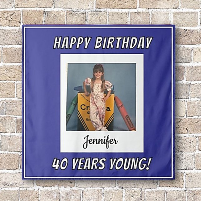 Forever Young Vintage Photo Birthday Tapestry (Creator Uploaded)