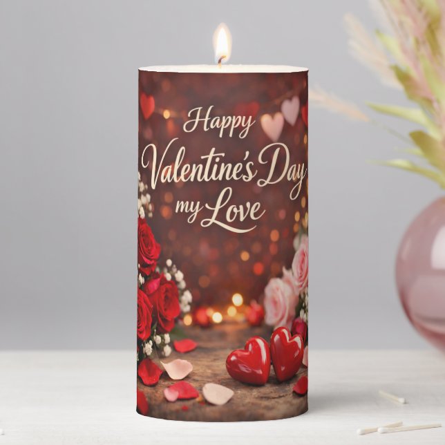 'Forever Your Valentine' 3x6" Pillar Candle (In Situ)