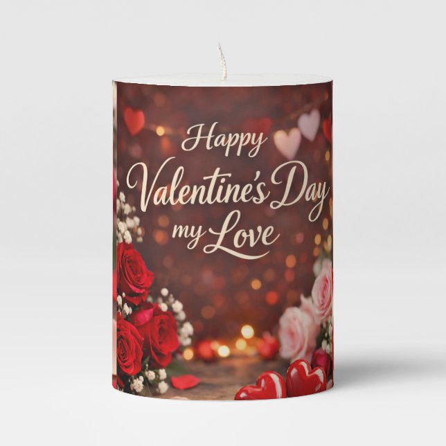'Forever Your Valentine' Pillar Candle (Front)