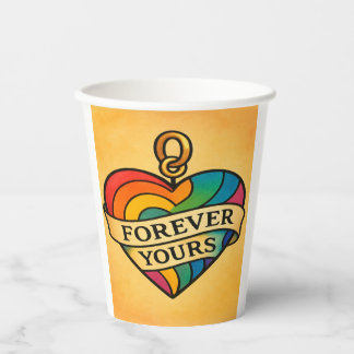 Forever Yours Colorful Love Heart Paper Cups