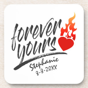 Forever Yours Custom Name Valentine   Coaster