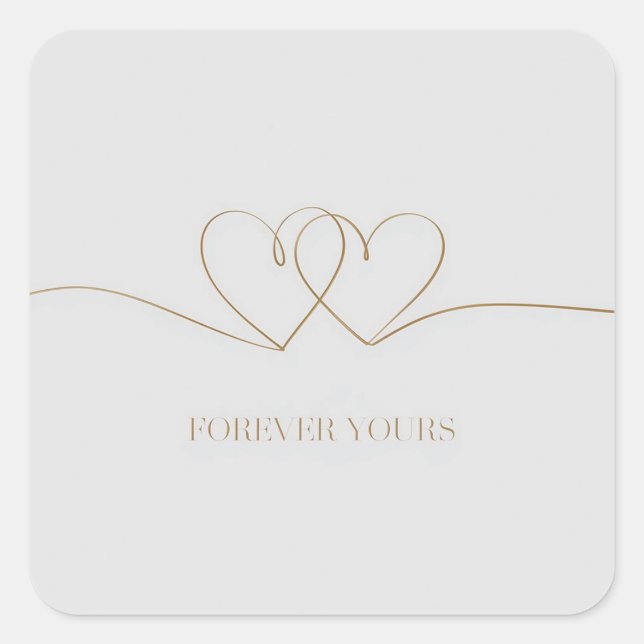 Forever Yours: Intertwined Hearts Design Square Sticker (Front)