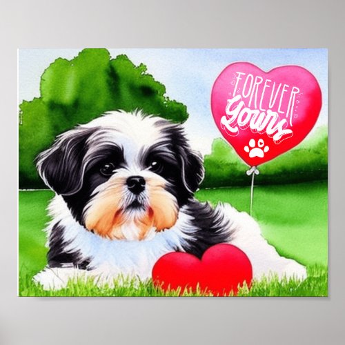 Forever Yours Shih Tzu Watercolor Poster