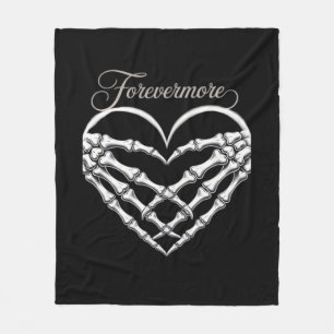 Forevermore Skeleton Hands Heart Gothic Romance Fleece Blanket