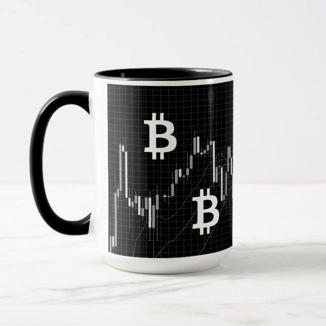 Forex Candlestick Chart With Bitcoin Coin Mug (Left)