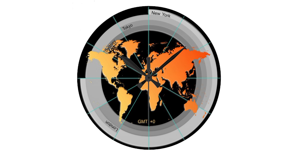 Forex Markets Timezone Clock GMT+0 hr Orange Contr | Zazzle.com