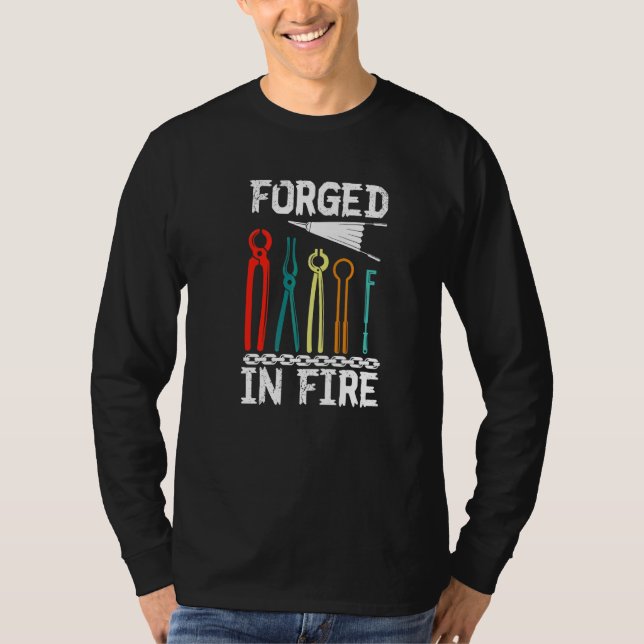Forge In Fire Farrier Blacksmith Horseshoe Iron Fo T-Shirt (Front)