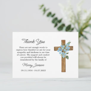 Forge me not Cross Sympathy Thank You Card