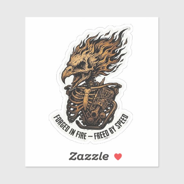 Forged In Fire Freed By Speed Phoenix Skeleton Sticker (Sheet)