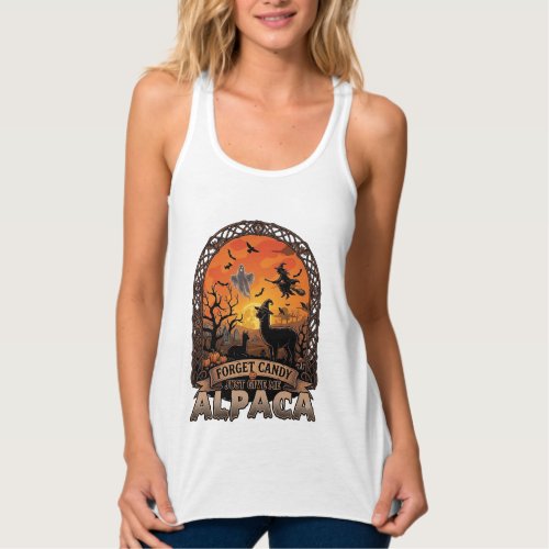 Forget Candy Just Give Me Alpaca Halloween Ghost W Tank Top