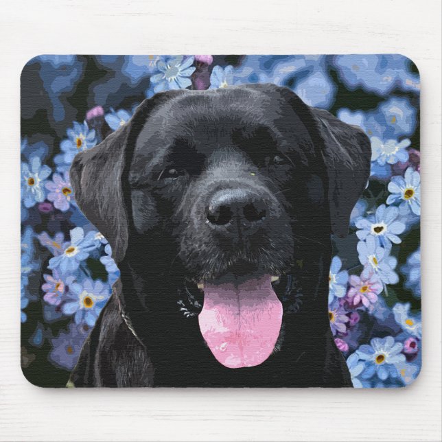 Forget Me Knot - Black Labrador Mouse Pad (Front)