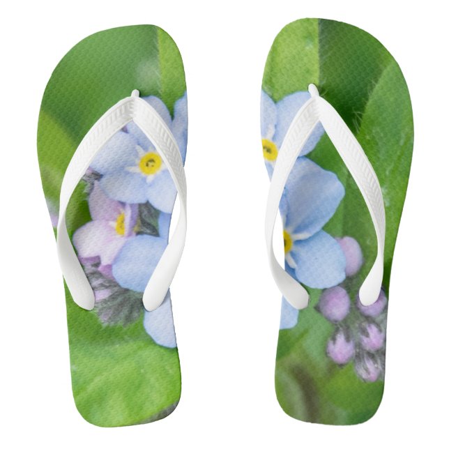 Forget-me-not, Adult Flip Flops, Wide Straps Flops (Footbed)