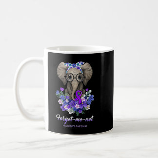 Forget me not Alzheimer's Awareness Elephant Flowe Coffee Mug