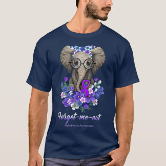 Forget me not Alzheimers Awareness Elephant Flower T-Shirt