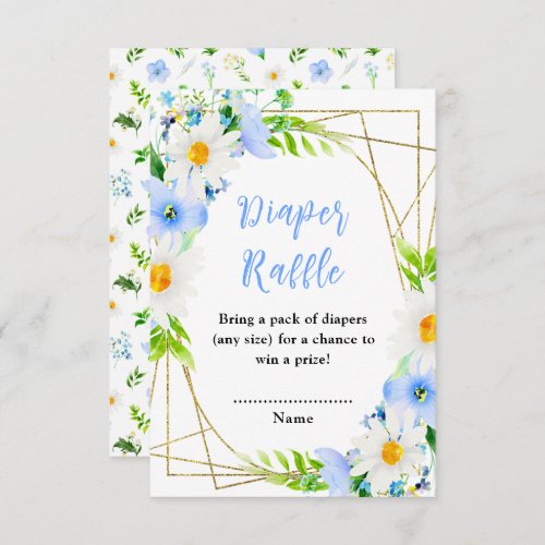 Forget_Me_Not and Daisies Baby Diaper Raffle Enclosure Card
