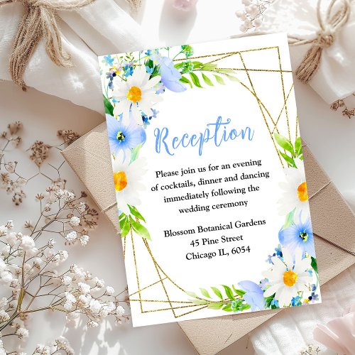 Forget_Me_Not and Daisies Floral Wedding Reception Enclosure Card