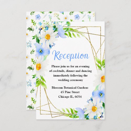 Forget_Me_Not and Daisies Floral Wedding Reception Enclosure Card