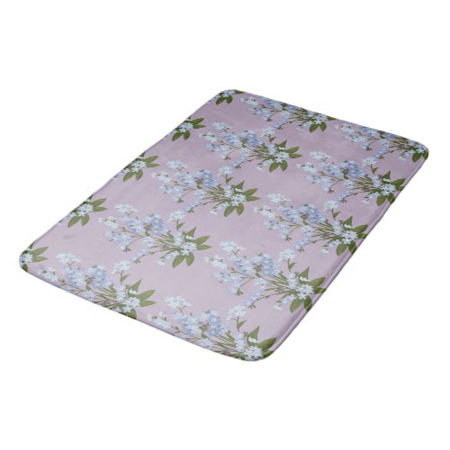 Forget_me_not and Foliage on Lavender Background   Bath Mat