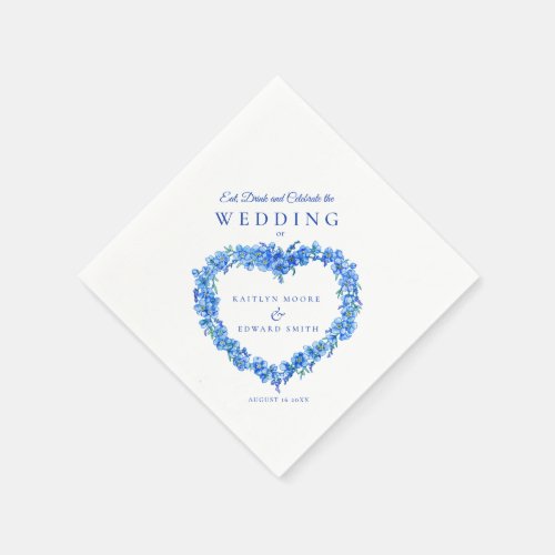 Forget_me_not art wedding blue white custom napkins