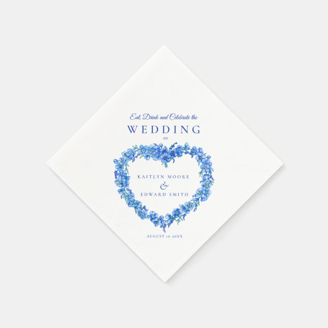 Forget-me-not art wedding blue white custom napkins (Corner)