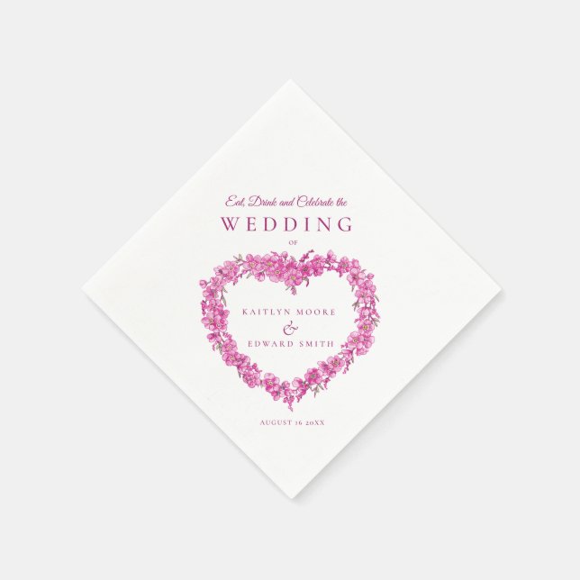 Forget-me-not art wedding pink white custom napkins (Corner)