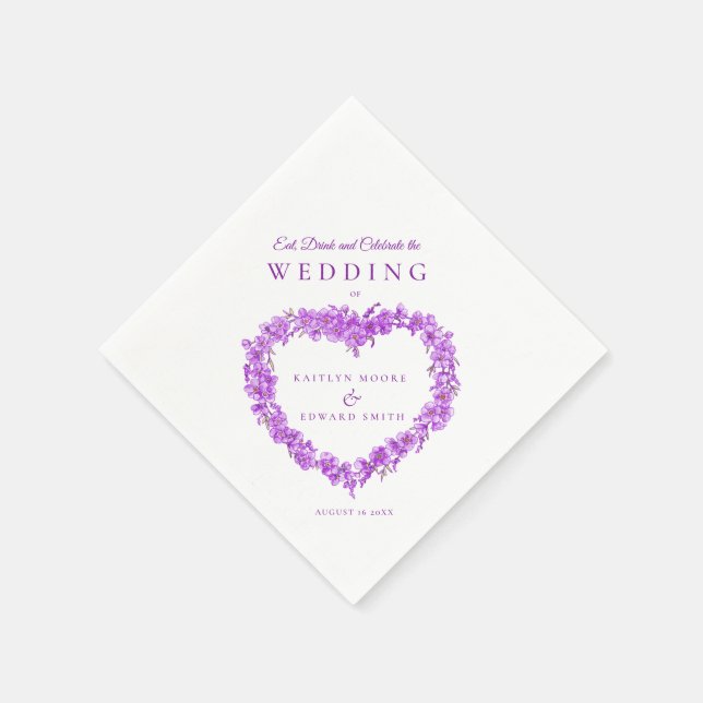 Forget-me-not art wedding purple white custom napkins (Corner)