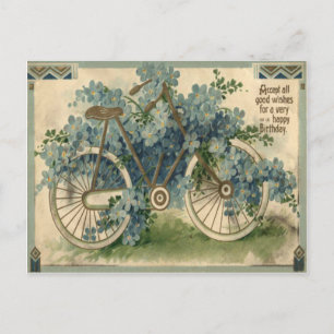 Forget Me Not Bicycle Birthday Postcard