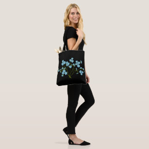Forget Me Not Black  Tote Bag