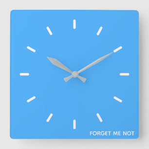 Forget-me-not blue color name square wall clock