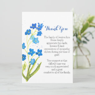 Forget me Not Blue Floral Funeral Death Thank you Invitation