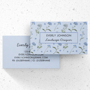 Forget Me Not Blue Floral Watercolor Business Card