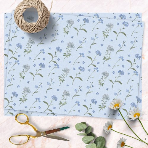 Forget Me Not Blue Floral Watercolor Flower Tissue Paper
