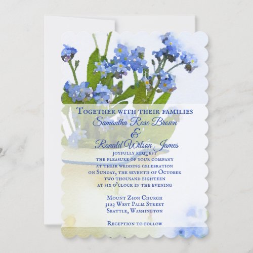 Forget me not Blue Floral Watercolor Wedding Invitation