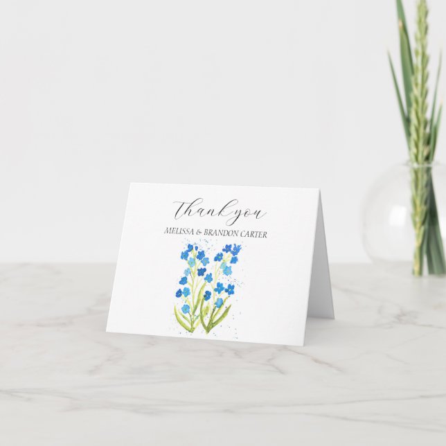 Forget Me Not Blue Floral Wedding Thank you  (Front)