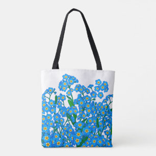 Forget Me Not, Blue Flower Drawing, Nature Lovers Tote Bag