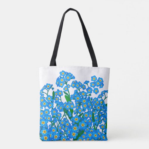 Forget Me Not Blue Flower Drawing Nature Lovers Tote Bag