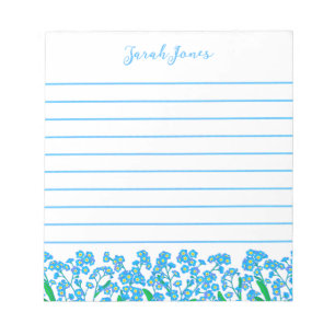 Forget-Me-Not Blue Flower Garden Lined Notepad
