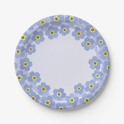Forget me not blue flower party plates