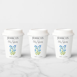 Forget me not Blue Flowers Baby Shower Girl Paper Cups
