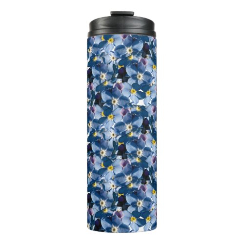 Forget Me Not Blue Flowers on White  Thermal Tumbler
