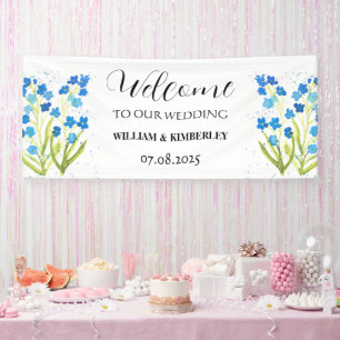 Forget me not Blue Flowers Rustic Elegant Wedding Banner