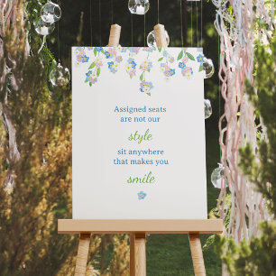 Forget Me Not Blue & Pink Wedding Sit Anywhere Foam Board