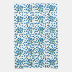 Forget Me Not Blue Watercolor Flowers Kitchen Towel