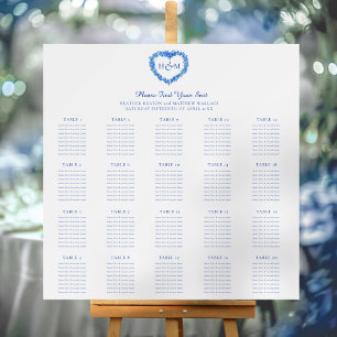 Forget me not blue wedding 20 table seating chart foam board